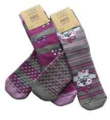 Vincent Creation® Kids Ponožky dívčí protiskluzné - 2 páry, šedá/fialová, 27-30