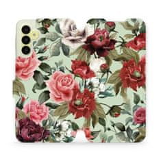 Mobiwear Flip pouzdro na mobil Samsung Galaxy A15 / A15 5G - MD06P Růže a květy na světle zelené