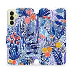Mobiwear Flip pouzdro na mobil Samsung Galaxy A15 / A15 5G - MP03P Modrá květena