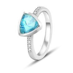 Beneto Exclusive Stříbrný prsten se světle modrým topazem TOPAGG2 (Obvod 52 mm)