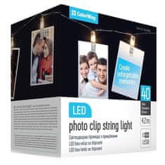 ColorWay LED fotokolíčky 40 kolíčků, délka 4, 2m, USB, teplá bílá