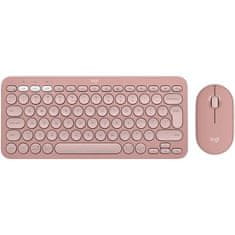 Logitech Set klávesnice s myší Pebble 2 Combo, US INT&apos;L - růžová