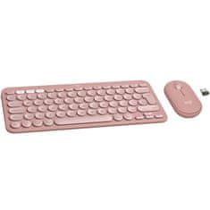 Logitech Set klávesnice s myší Pebble 2 Combo, US INT&apos;L - růžová
