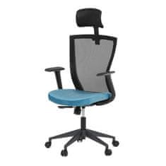 Autronic Kancelářská židle Kancelářská židle, černá MESH síťovina, světle modrá látka, houpací mechanismus, plastový kříž, kolečka pro tvrdé podlah (KA-V328 BLUE)