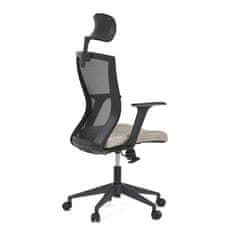 Autronic Kancelářská židle Kancelářská židle, černá MESH síťovina, tmavě béžová látka, houpací mechanismus, plastový kříž, kolečka pro tvrdé podlah (KA-V328 CRM)