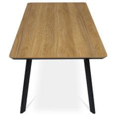 Autronic Moderní jídelní stůl Jídelní stůl, 180x90x76 cm, MDF deska s dýhou odstín dub, kovové nohy, černý lak (HT-533 OAK)