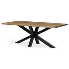 Autronic Dřevěný jídelní stůl Stůl jídelní, 200x100 cm,masiv dub, přírodní hrana, kovová noha Spyder, černý lak (DS-S200 DUB)