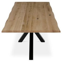 Autronic Dřevěný jídelní stůl Stůl jídelní, 200x100 cm,masiv dub, přírodní hrana, kovová noha Spyder, černý lak (DS-S200 DUB)
