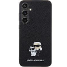Karl Lagerfeld Originální pouzdro Saffiano Karl &amp;Choupette Metal Pin KLHCS24MPSAKCMPK pro Samsung Galaxy S24 Plus black