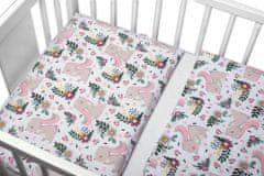 Baby Nellys 2-dílné bavlněné povlečení Králíček na louce - růžová, bílá, 135x100 