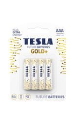 TESLA Alkalické baterie GOLD+ - 1,5V, LR03, typ AAA, 4 ks
