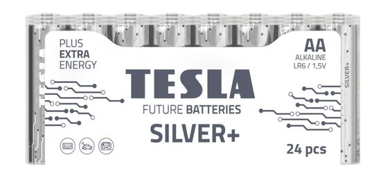 TESLA Alkalické baterie SILVER+ - 1,5V, LR6, typ AA, 24 ks