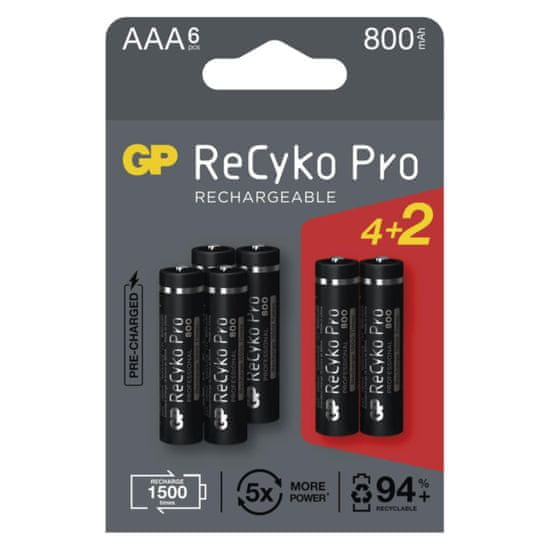 GP Nabíjecí baterie ReCyko Pro - AAA, HR03, 800 mAh, 6 ks