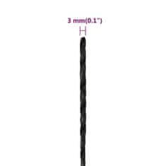 Vidaxl Pracovní lano černé 3 mm 50 m polypropylen