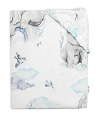 Baby Nellys Dětské bavlněné prostěradlo do postýlky, Slon a duha, modrá/bílá, 140 x 70 cm