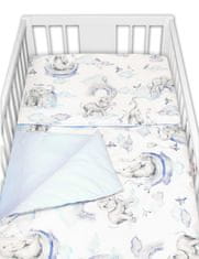 Baby Nellys 3-dílná sada Mantinel s povlečením, Slon a Duha, modrá/bílá, 135 x 100 cm, 40x60cm