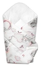 Baby Nellys 6-ti dílná výhod. sada s dárkem pro miminko, 120x90 Slon a duha, růžová/bílá