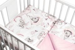 Baby Nellys 6-ti dílná výhod. sada s dárkem pro miminko, 135x100 Slon a duha, růžová/bílá