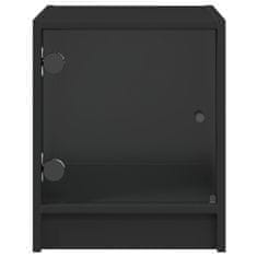 Vidaxl Noční stolek se skleněnými dvířky černý 35 x 37 x 42 cm