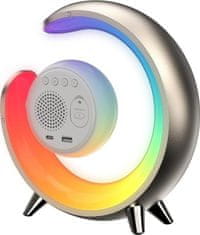 LED noční lampička PEACOCK s hodinami/ RGB světlo/ 20W/ 400lm/ 5V/2,1A/ USB port/ zlatá