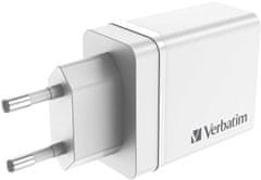 Verbatim síťová nabíječka, 3x USB-A, USB-C, 30W, bílá