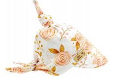 Baby Nellys Dětský bavlněný šátek s kšiltem na zavazování, Premium, růže, vel. 68/86