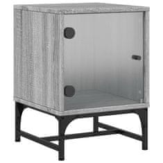 Vidaxl Noční stolek se skleněnými dvířky šedý sonoma 35 x 37 x 50 cm