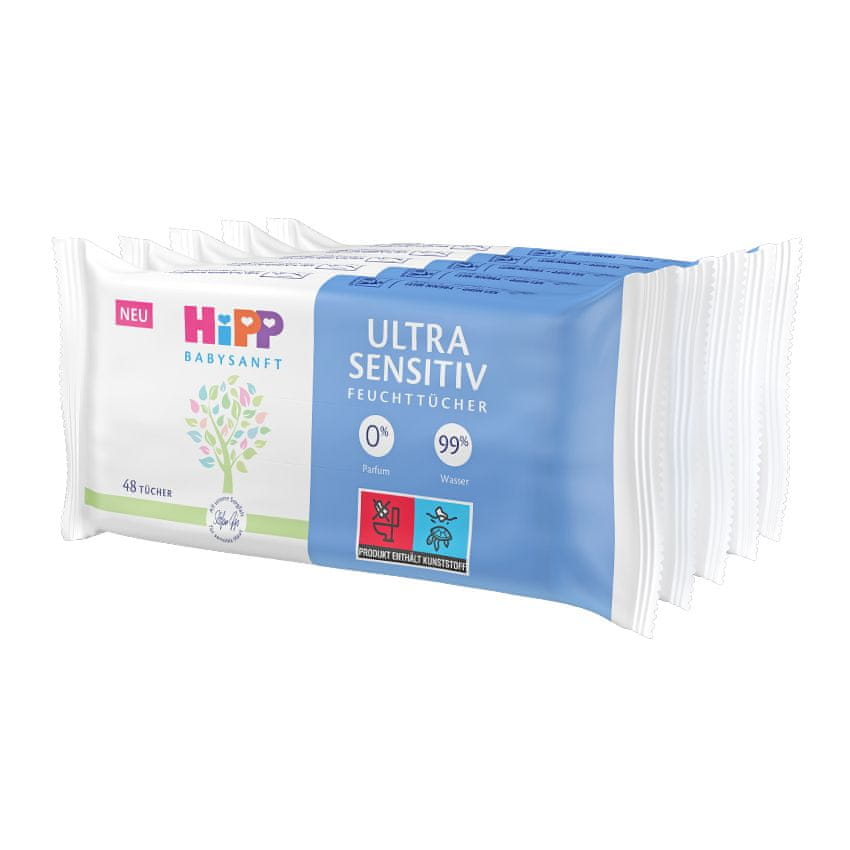 Levně HiPP Babysanft Čistící vlhčené ubrousky Ultra Sensitiv 5 x 48 ks