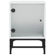 Vidaxl Noční stolek se skleněnými dvířky bílý 35 x 37 x 50 cm