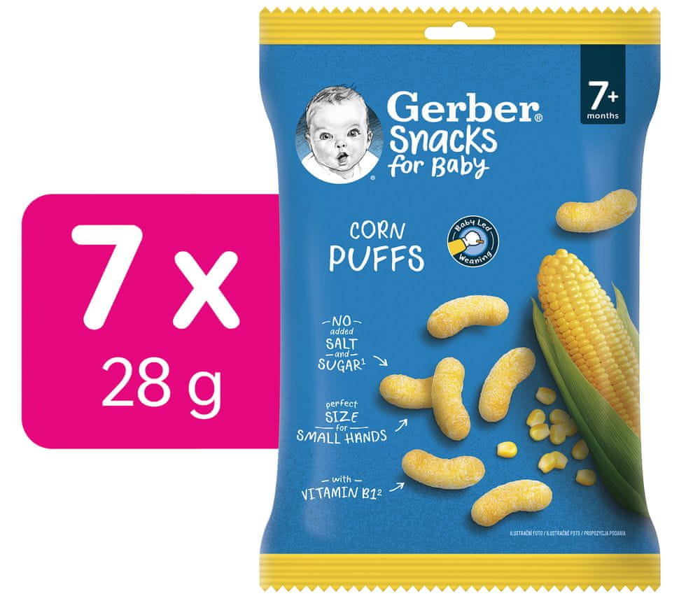 Levně Gerber Snacks kukuřičné křupky 7 x 28 g