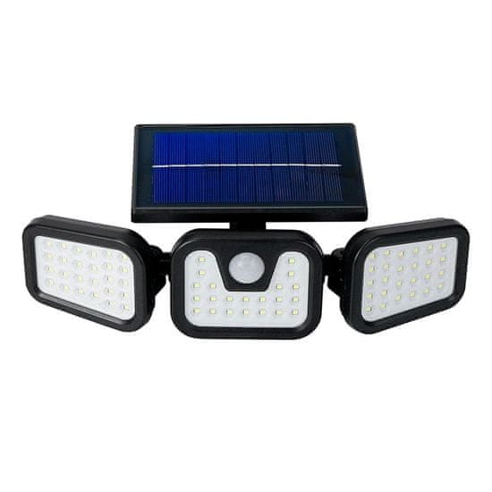 Netscroll 3-stranná solární nástěnná svítilna s pohybovým senzorem, solární světlo s 360° rotací, 8 hodin provozu, vodotěsná, pro osvětlení dvora, garáže, zahrady, terasy, vchodových dveří, TripleSolar
