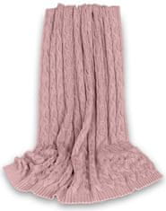 Baby Nellys Bambusová dětská pletená deka, vzor pletený cop, 80 x100 cm, pudrová