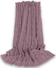 Baby Nellys Bambusová dětská pletená deka, vzor pletený cop, 80 x100 cm, levandulová