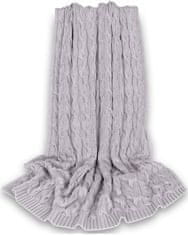 Baby Nellys Bambusová dětská pletená deka, vzor pletený cop, 80 x100 cm, šedá