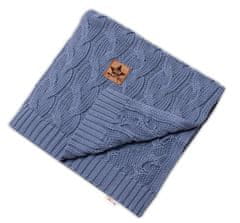 Baby Nellys Bambusová dětská pletená deka, vzor pletený cop, 80 x100 cm, jeans