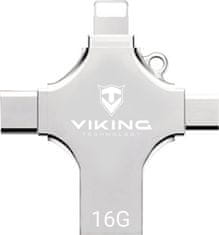 Viking USB FLASH DISK 16G, 4v1 S KONCOVKOU APPLE LIGHTNING, USB-C, MICRO USB, USB-A