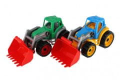 Teddies Traktor/nakladač/bagr se lžící plast na volný chod 2 barvy 12m+