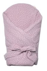 Baby Nellys Mušelinová zavinovačka s výztuží na zavazování DOTS, 75x75cm, pudrově růžová