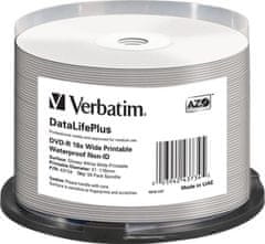 Verbatim DVD-R 4,7GB/ 16x/ WIDE GLOSSY WATERPROOF/ printable NoID/ 50pack/ spindle