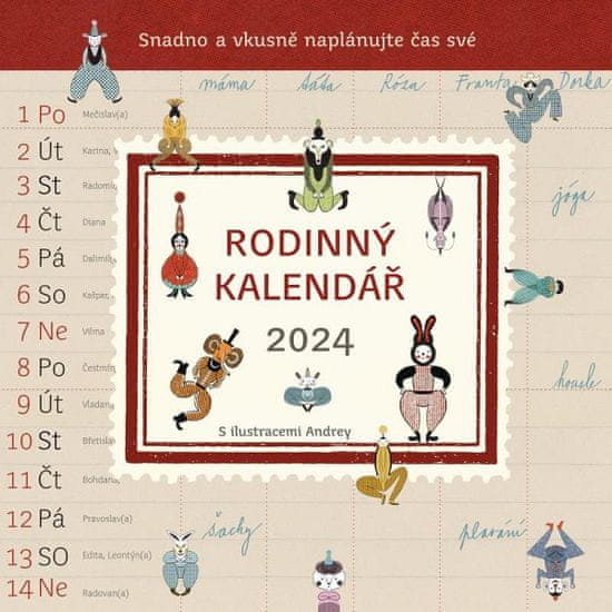 Pavla Köpplová: Rodinný kalendář 2024 - nástěnný kalendář - Snadno a vkusně naplánujte čas své