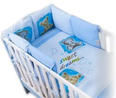 Baby Nellys Povlečení s polštářkovým mantinelem, 120x90cm + 6x35x35cm, Sweet Dreams by TEDDY - modrý
