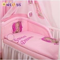 Baby Nellys Mantinel s povlečením Sweet Dreams by Teddy, 120 x 90 cm, 40 x 60 cm - růžový
