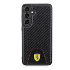 Ferrari  PU Leather Bottom Carbon Zadní Kryt pro Samsung Galaxy S24+ Black