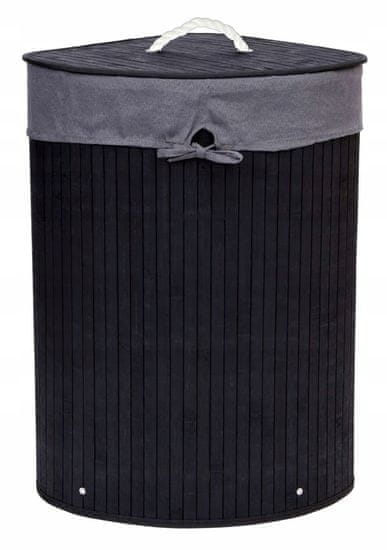 ModernHome Bambusový Rohový Koš Na Prádlo S Víkem Černý
