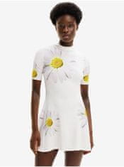 Desigual Bílé dámské květované šaty Desigual Margaritas M