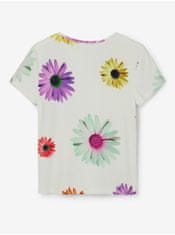 Desigual Bílé holčičí květované tričko Desigual Danerys 146-152