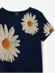 Desigual Tmavě modré holčičí květované tričko Desigual Danerys 110-116