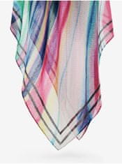 Desigual Růžovo-modrý dámský vzorovaný šátek Desigual Powercolor Rectangle UNI