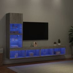 Vidaxl 4dílná obývací stěna s LED šedá sonoma kompozitní dřevo