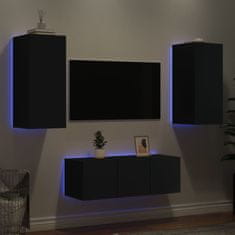 Vidaxl 4dílná obývací stěna s LED osvětlením černá kompozitní dřevo